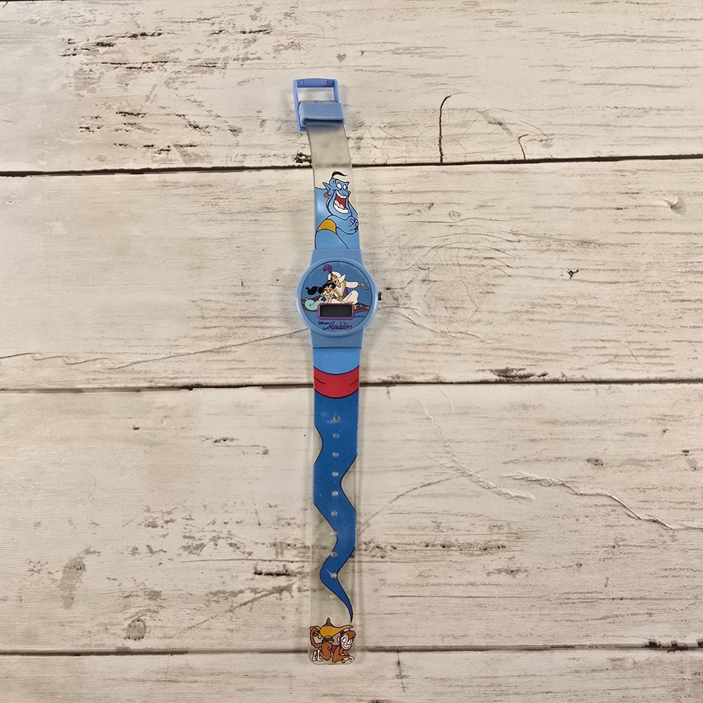 Vintage Disney Aladdin Digital Watch Genie Jasmine Abu Blue Character‎ Strap